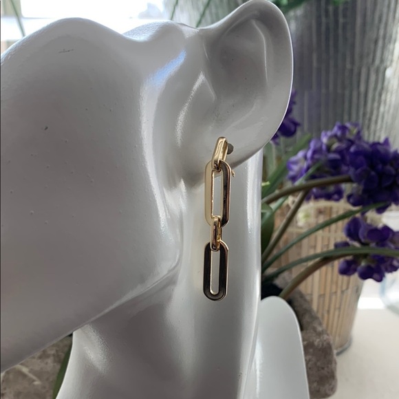 14k Gold Plated Link Earrings - Picture 4 of 5